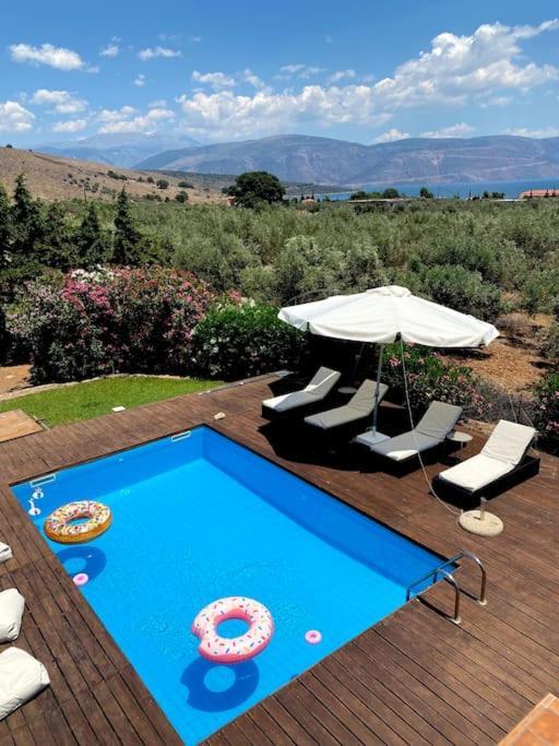 Georges Villa Galaxidi, Family, Pool And Garden Eksteriør billede