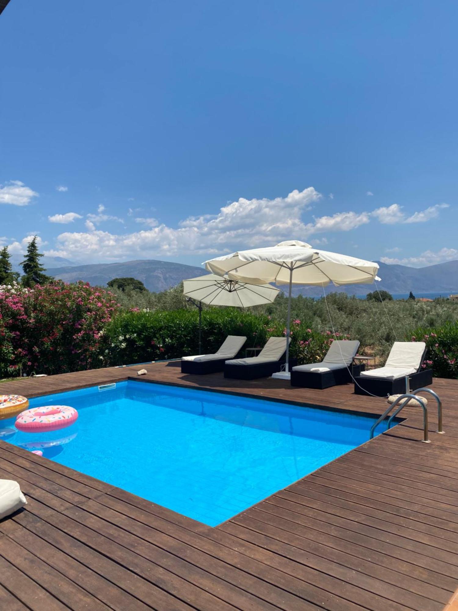 Georges Villa Galaxidi, Family, Pool And Garden Eksteriør billede